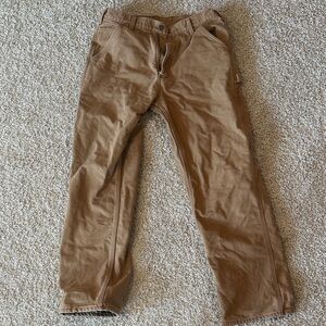Men's Brown Work Pants Carhartt Flannel Lined 34x32